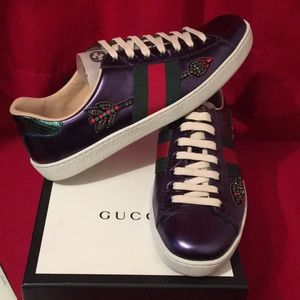 Gucci Mens Ace Embellished Low Top Sneaker